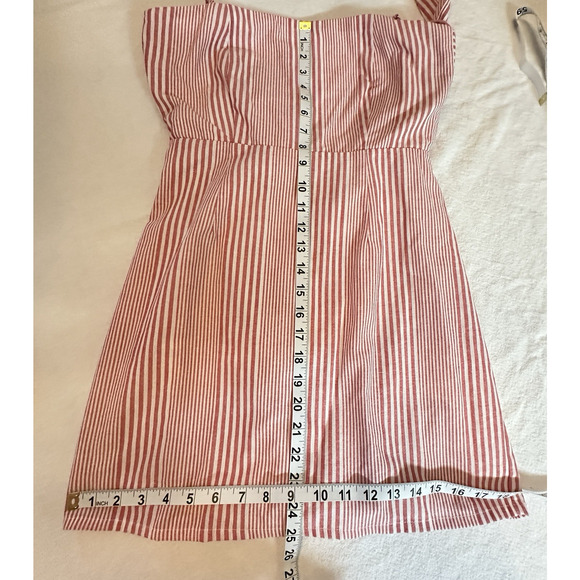 Favlux Sleeveless Sz M Red White Tie Back Cotton Mini Dress Sundress‎ - Picture 5 of 6